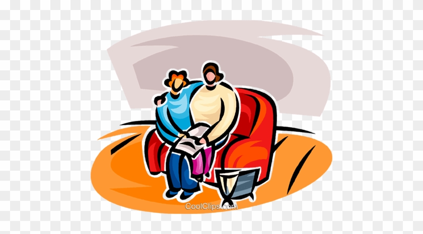 Couple Reading A Paper Royalty Free Vector Clip Art - Couple Reading A Paper Royalty Free Vector Clip Art #1564116