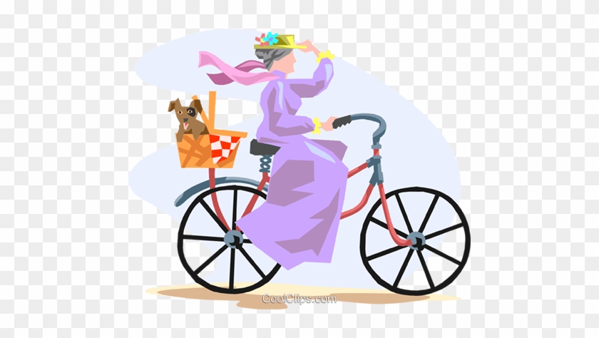 Woman On A Bicycle Royalty Free Vector Clip Art Illustration - Woman On A Bicycle Royalty Free Vector Clip Art Illustration #1564279