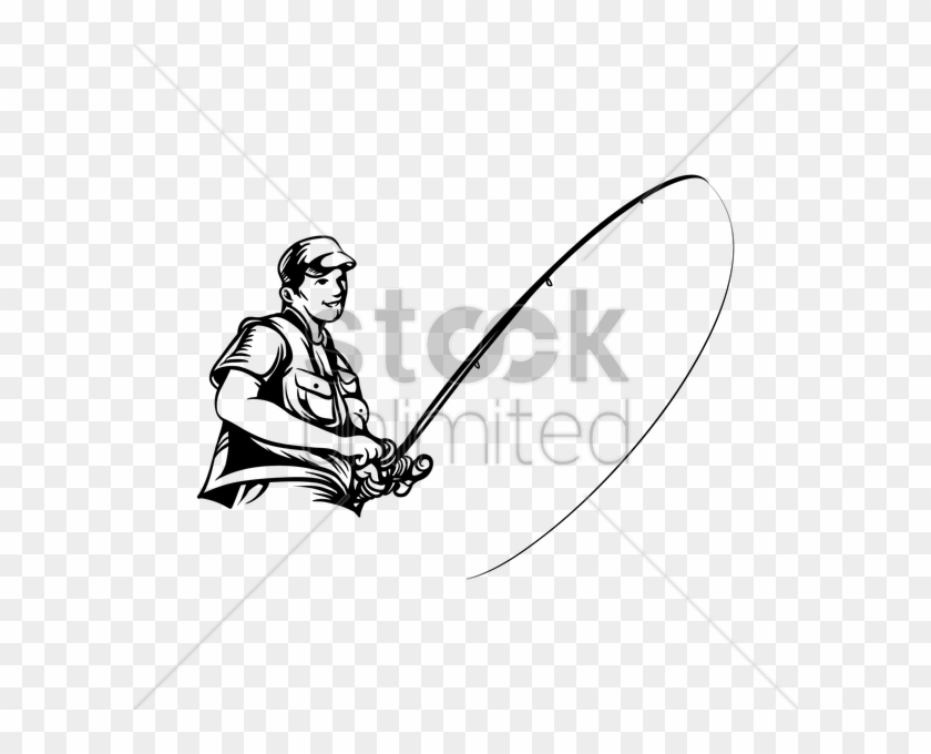 Fisherman With Rod Vector Graphic - Fisherman With Rod Vector Graphic #1564625
