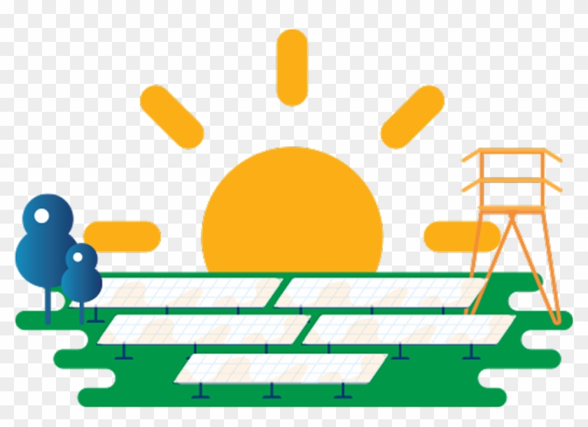 Illustration Of Sun Setting Behind Solar Panels And - Illustration Of Sun Setting Behind Solar Panels And #1565239