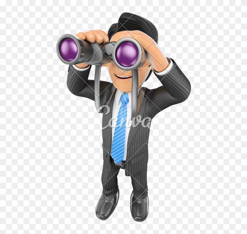 3d Businessman Looking Through Binoculars - 3d Businessman Looking Through Binoculars #1565951