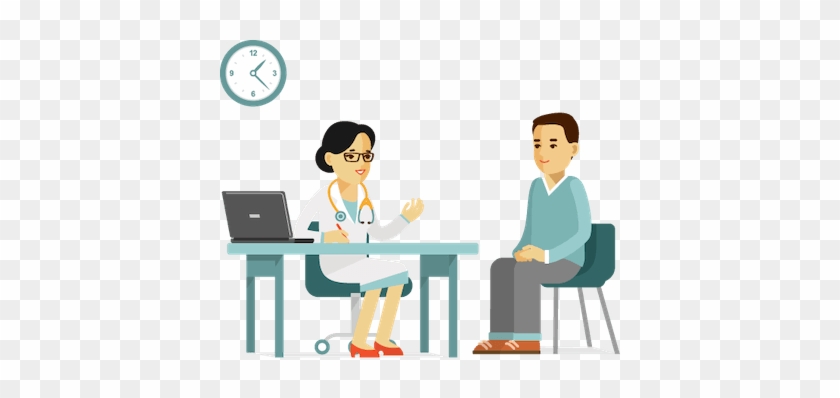 Illustration Of Female Doctor Talking To Male Patient - Illustration Of Female Doctor Talking To Male Patient #1566614