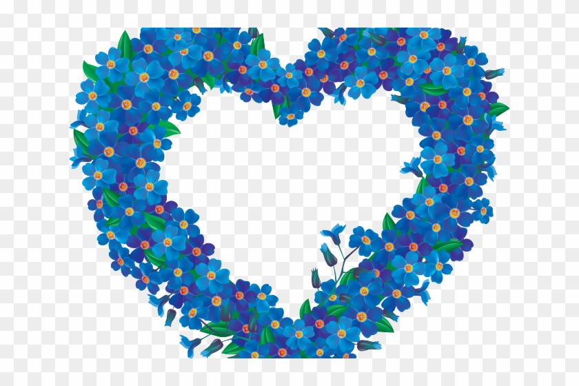 Blue Flower Clipart Heart - Blue Flower Clipart Heart #1566928