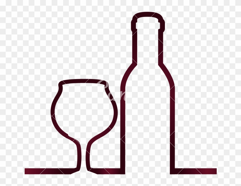 Wine Bottle And Glass Outline - Wine Bottle And Glass Outline #1567235