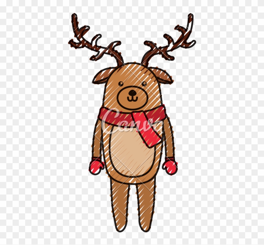 Christmas Deer Cartoon - Christmas Deer Cartoon #1567365