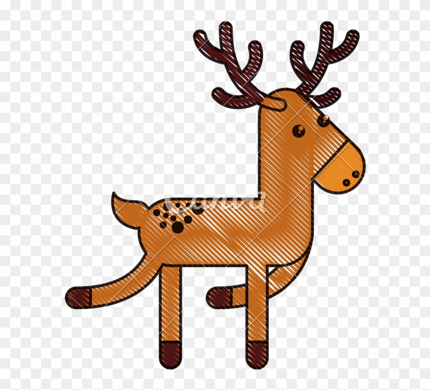 Cute Reindeer Christmas Icon Vector Illustration - Cute Reindeer Christmas Icon Vector Illustration #1567379