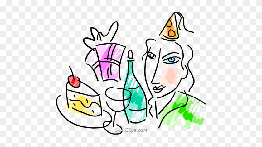 Woman With Birthday Party Supplies Royalty Free Vector - Woman With Birthday Party Supplies Royalty Free Vector #1572250