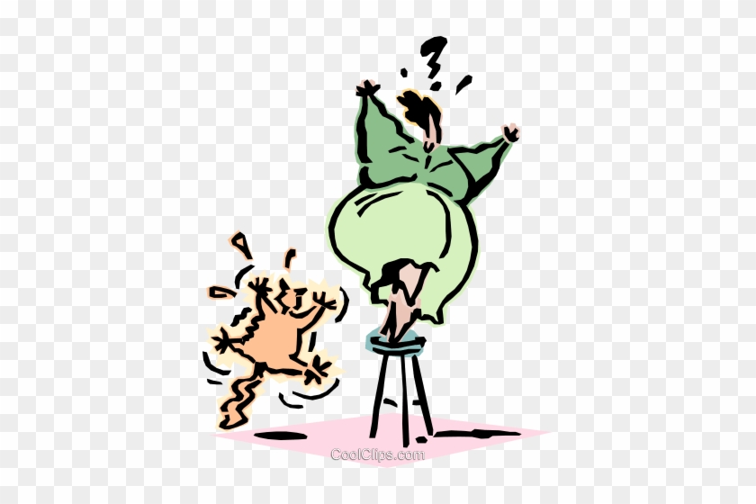 Cat Attacking Woman Royalty Free Vector Clip Art Illustration - Cat Attacking Woman Royalty Free Vector Clip Art Illustration #1573032