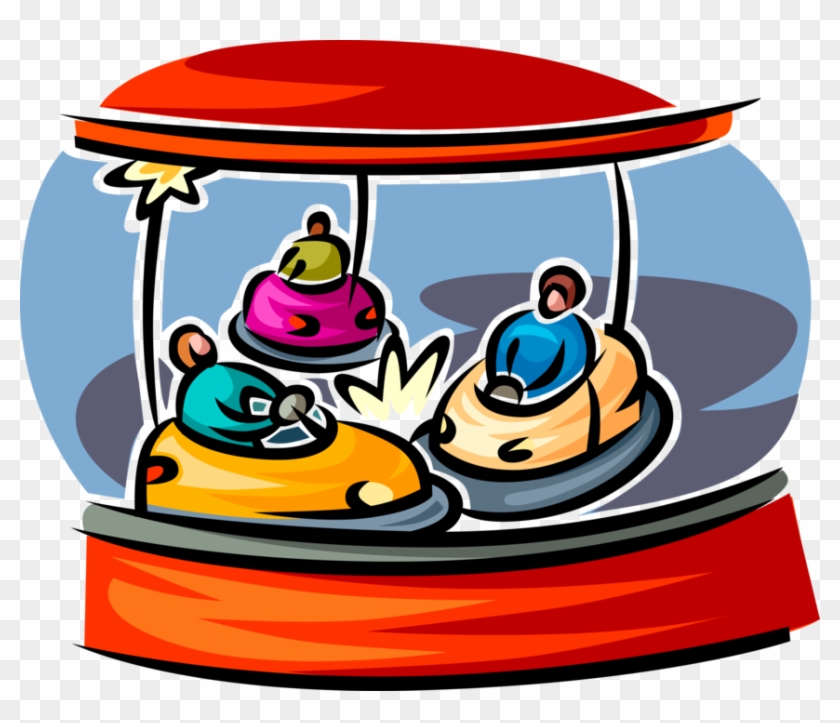 Vector Illustration Of Bumper Car Amusement Ride At - Vector Illustration Of Bumper Car Amusement Ride At #1573301