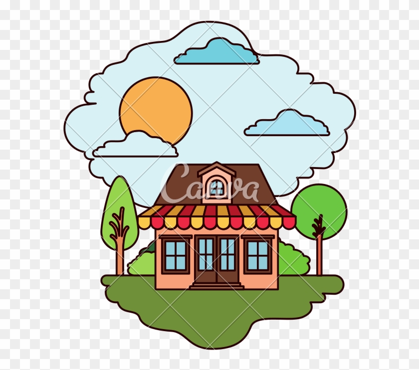 Colorful Scene Of Country House - Colorful Scene Of Country House #1573396