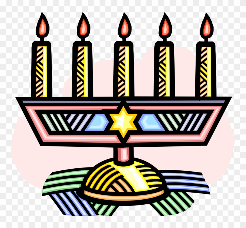 Vector Illustration Of Jewish Chanukah Hanukkah Menorah - Vector Illustration Of Jewish Chanukah Hanukkah Menorah #1573985