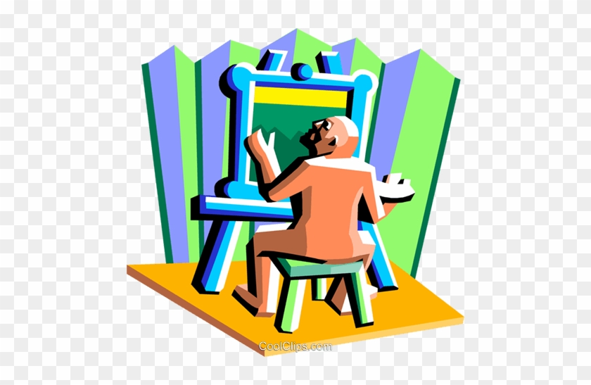 Painter With Easel And Canvass Royalty Free Vector - Painter With Easel And Canvass Royalty Free Vector #1574454