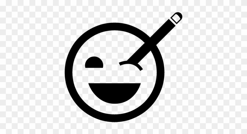 Smiley With A Pencil In One Eye Vector - Smiley With A Pencil In One Eye Vector #1574727