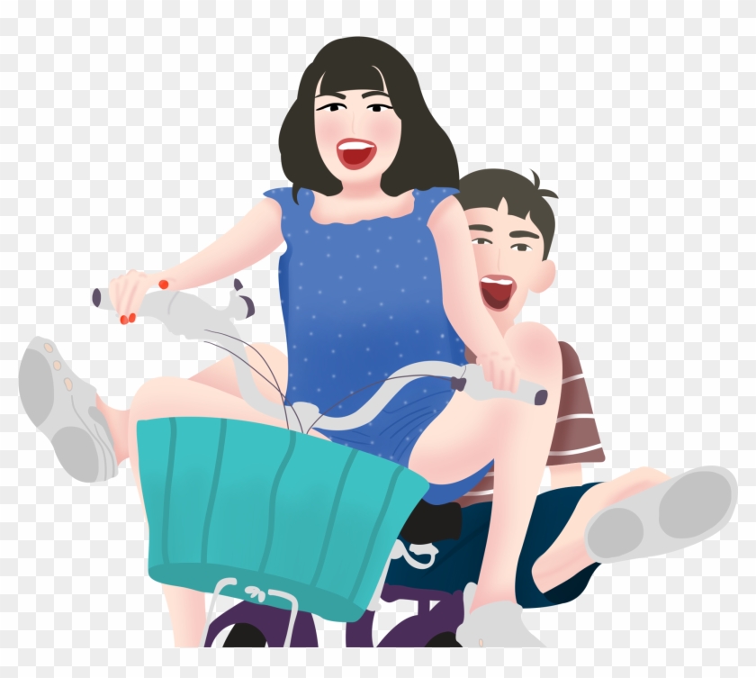 Couple Cartoon Biking Png And Psd - Couple Cartoon Biking Png And Psd #1574809