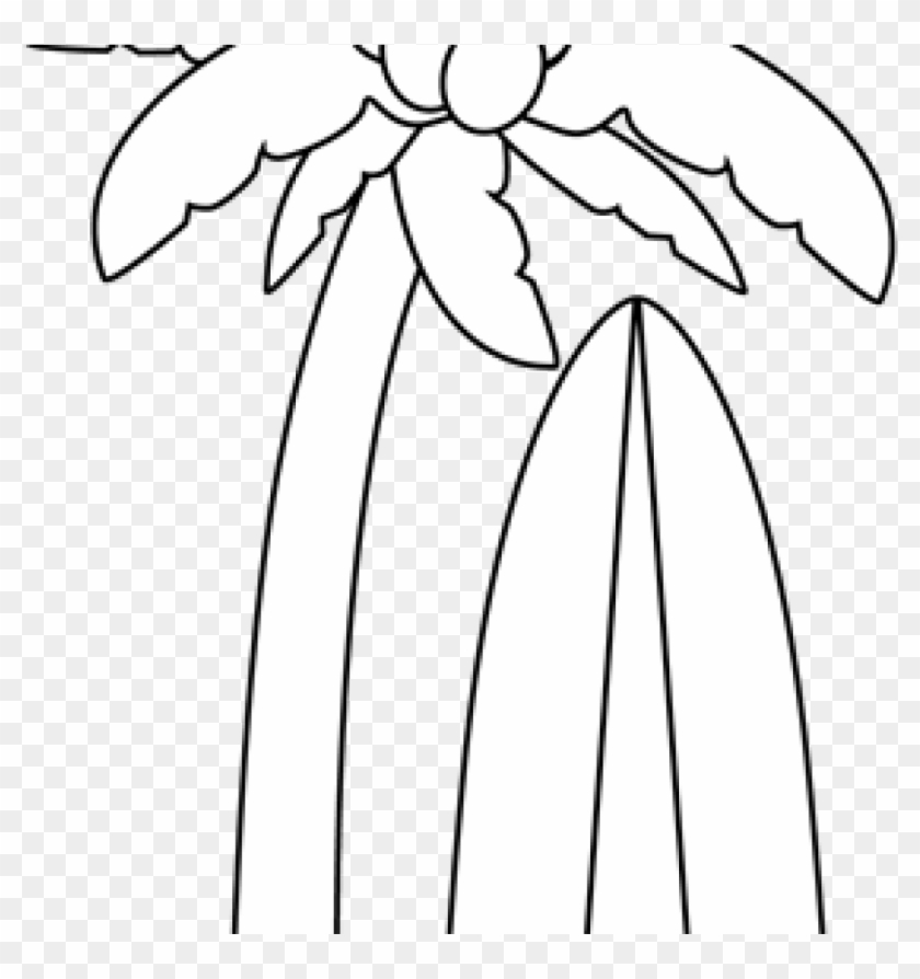 Palm Tree Clipart Black And White Black And White Surfboard - Palm Tree Clipart Black And White Black And White Surfboard #1574868