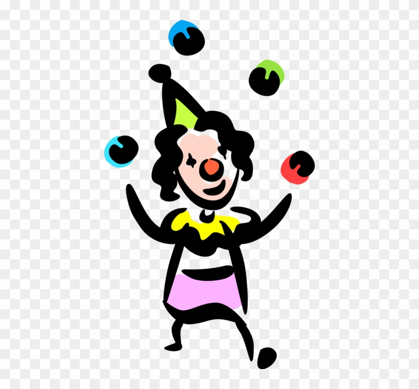 Vector Illustration Of Clown Juggler Juggling Balls - Vector Illustration Of Clown Juggler Juggling Balls #1575278