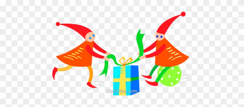 Christmas Elves With Presents Royalty Free Vector Clip - Christmas Elves With Presents Royalty Free Vector Clip #1575363