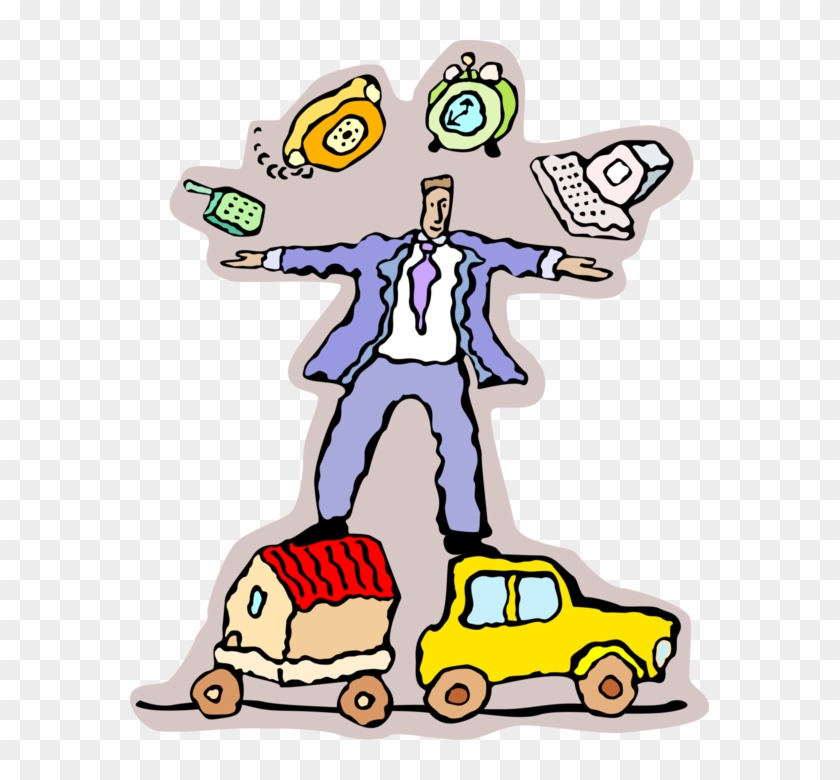 Vector Illustration Of Businessman Juggling Pressures - Vector Illustration Of Businessman Juggling Pressures #1575845