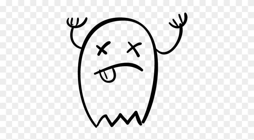 Halloween Ghost With Raised Arms And Tongue Out Vector - Halloween Ghost With Raised Arms And Tongue Out Vector #1575954