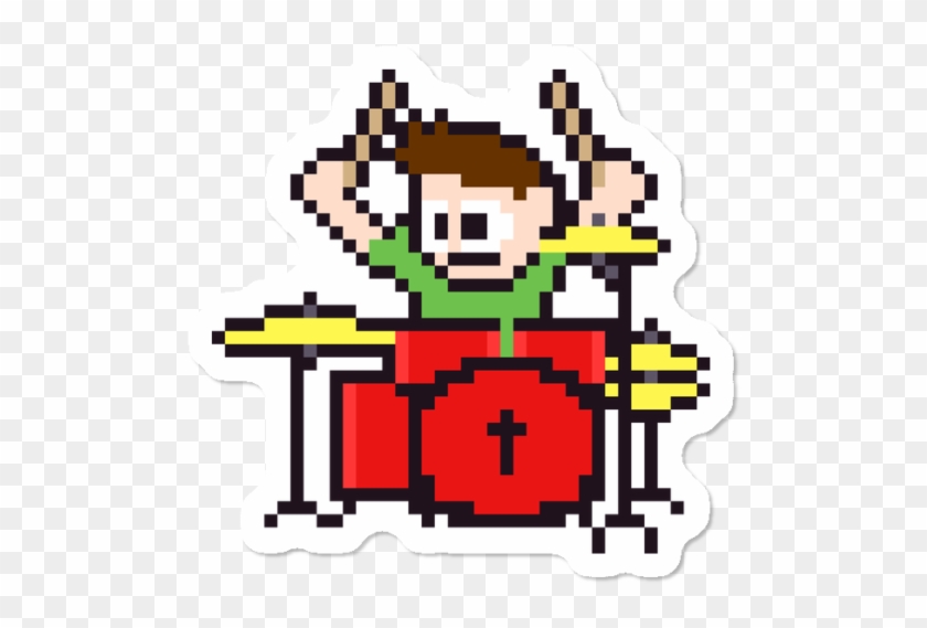 8-bit Drummer Sticker - 8-bit Drummer Sticker #1576445