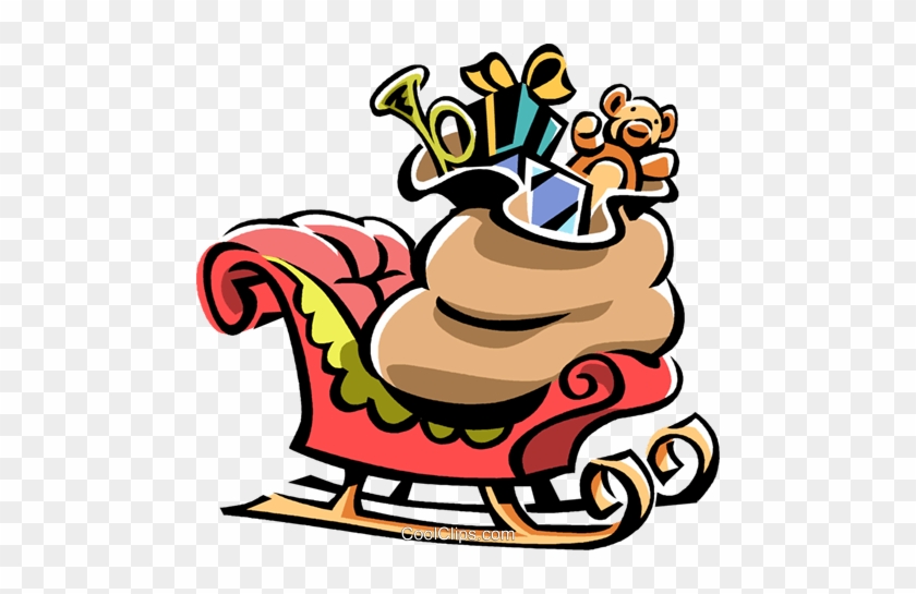 Santa's Sleigh With Sack Of Toys Royalty Free Vector - Santa's Sleigh With Sack Of Toys Royalty Free Vector #1577785