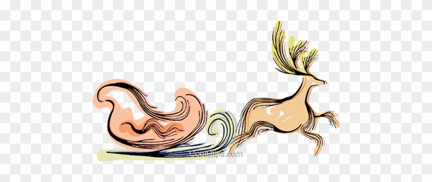 Reindeer Pulling Santa's Sleigh Royalty Free Vector - Reindeer Pulling Santa's Sleigh Royalty Free Vector #1577804