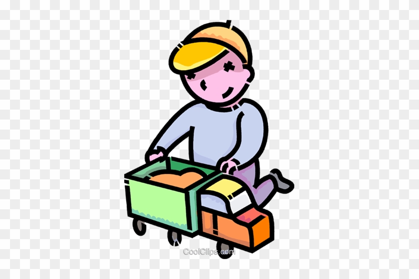 Boy Playing With His Toy Truck Royalty Free Vector - Boy Playing With His Toy Truck Royalty Free Vector #1578758