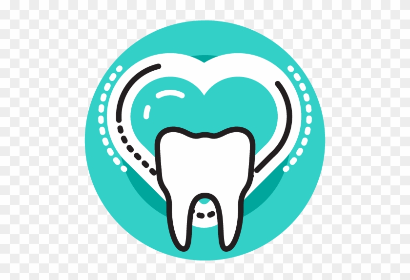 A Tooth In Front Of A Heart And A Green/blue Background - A Tooth In Front Of A Heart And A Green/blue Background #1578921