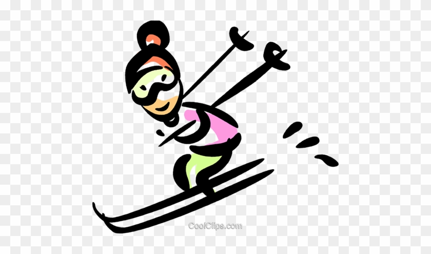 Downhill Skiing Royalty Free Vector Clip Art Illustration - Downhill Skiing Royalty Free Vector Clip Art Illustration #1579138