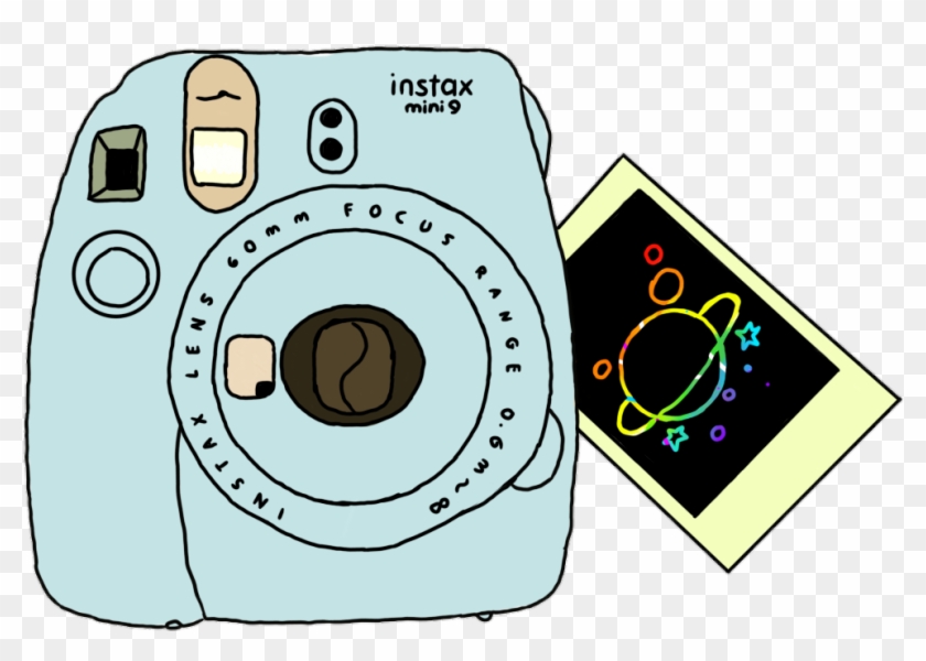Polaroid Camera And Galaxy Self Drawn Sticker - Polaroid Camera And Galaxy Self Drawn Sticker #1579314