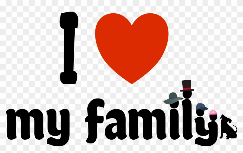 I Love My Family With Four Funny Hats And The Dog - I Love My Family With  Four Funny Hats And The Dog - Free Transparent PNG Clipart Images Download
