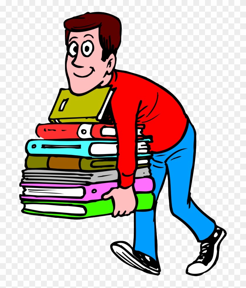 Image Result For Cartoon Of Male Librarian Carrying - Heavy Book Png #244452