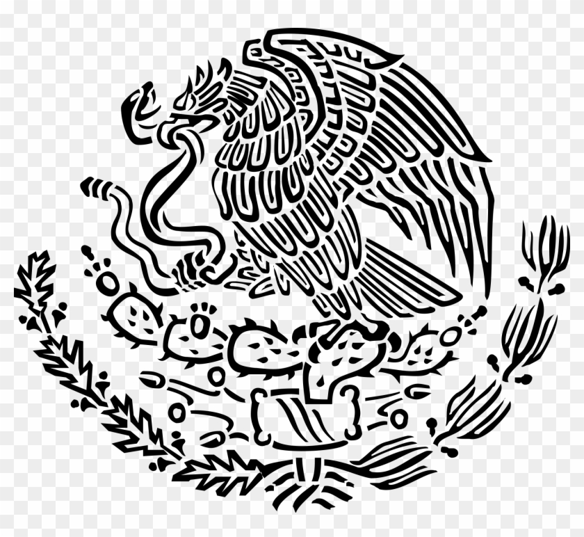 Modest Black And White Mexican Flag Mexico Drawing - Mexican Coat Of Arms Png #244789