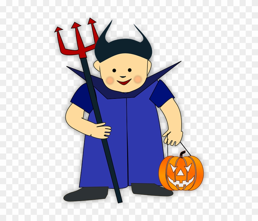 Pumpkin Costume, Halloween, Devil, Trident, Evil, Boy, - Halloween Related Vocabulary Showing Mat Word #244840