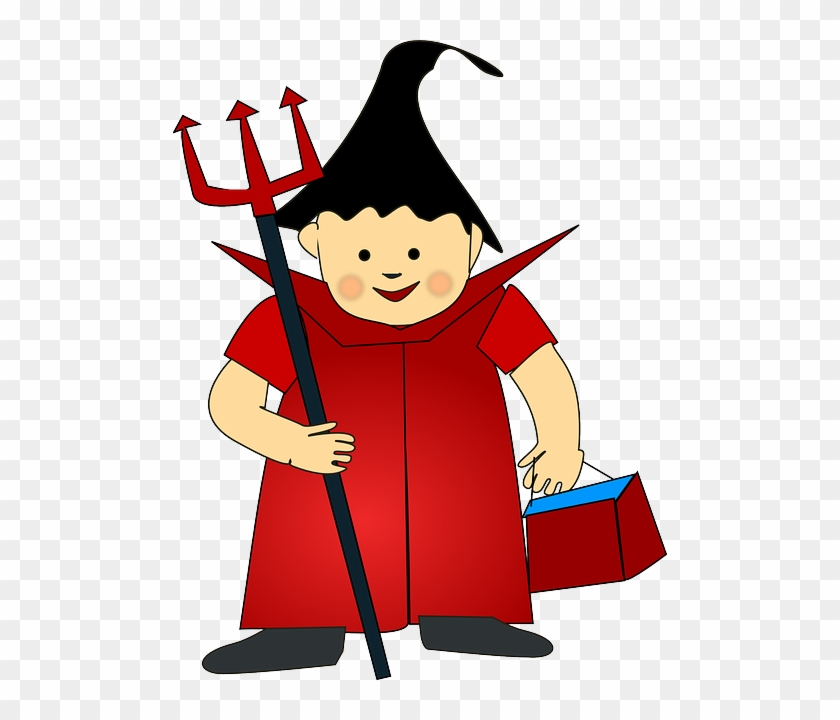 Children Devil, Trident, Costume, Boy, Cheerful, Children - Halloween Costume Clipart Png #244873