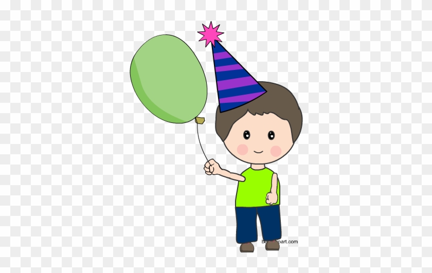 Cute Birthday Boy Holding A Balloon Clip Art Image - Cartoon #245684