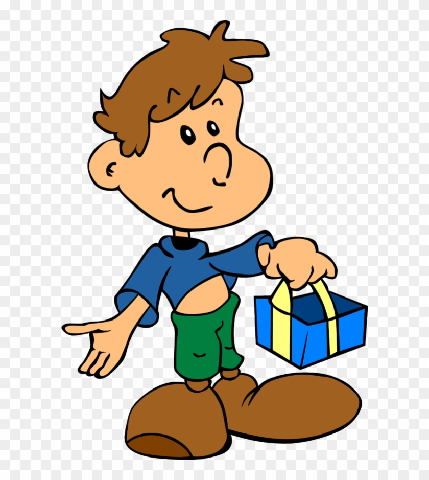Baby Cowboy Clipart - Boy With Gift Clipart #245699