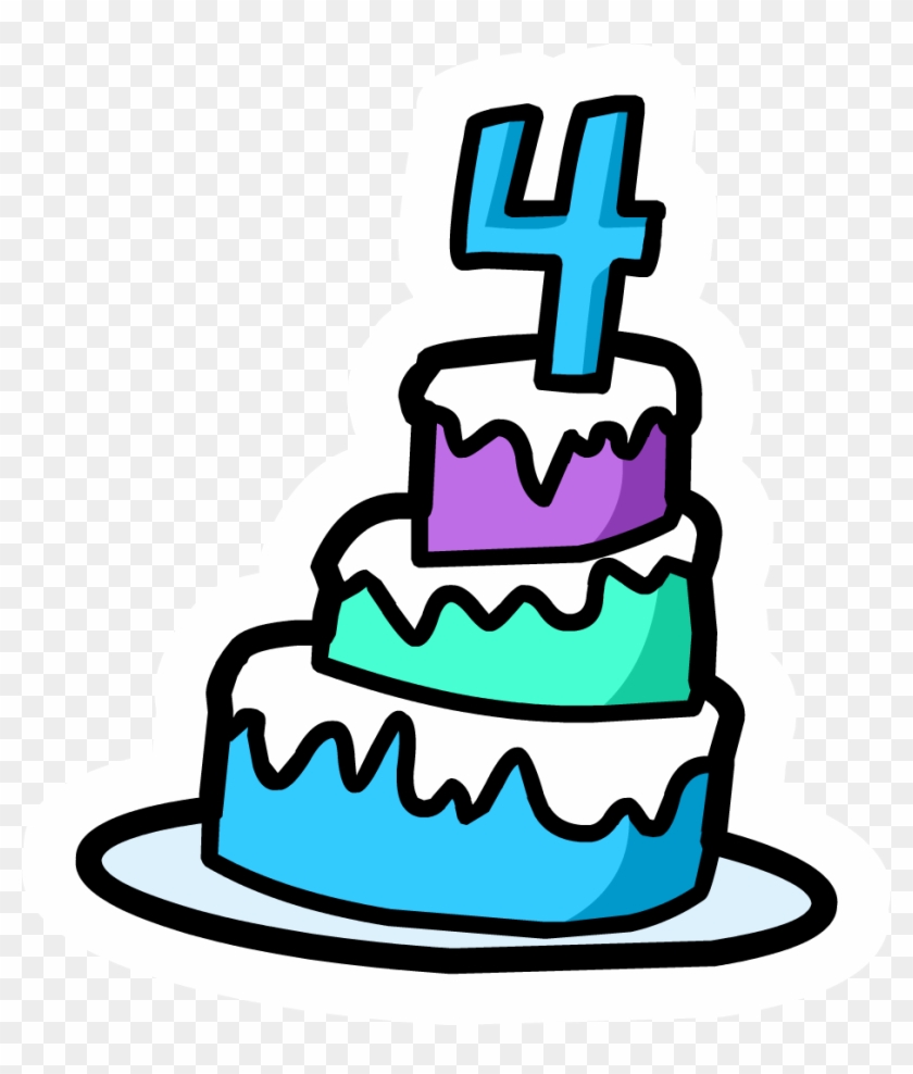 4th Anniversary Cake Pin - Club Penguin 4th Anniversary #245785