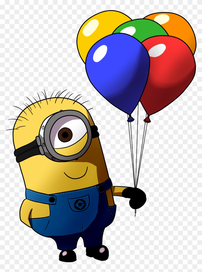 T-shirt Balloon Birthday Party Clip Art - Minions With Balloons Png #246347