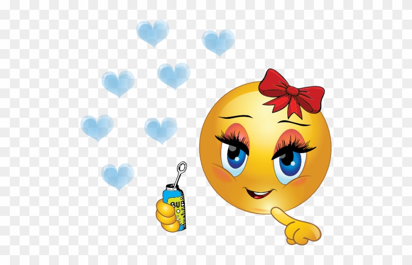 Blowing Bubbles Girl Smiley Emoticon - Girly Smiley #246531