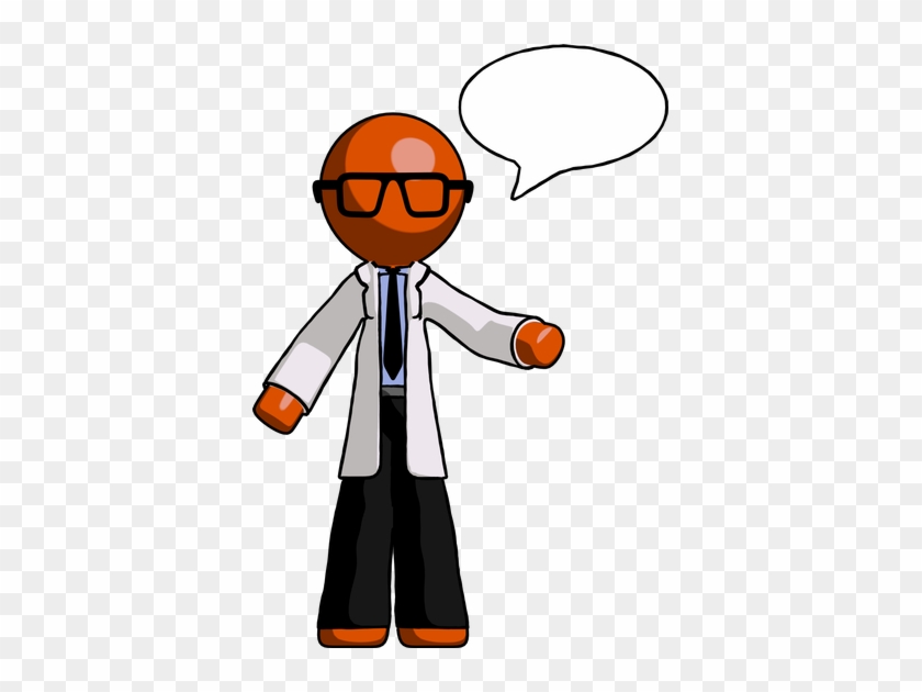 Orange Doctor Scientist Man With Word Bubble - Illustration #246859