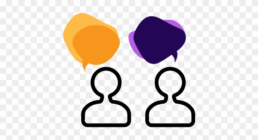 Icons Of Two People With Orange And Purple Speech Bubbles - Talking To Others Icon #246944