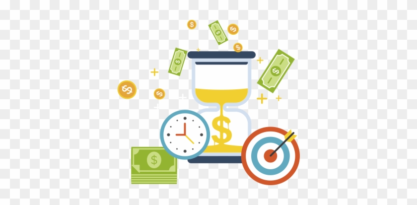 Clip Art Image Consisting Of A Bullseye, Clock, Dollar - Clip Art Image Consisting Of A Bullseye, Clock, Dollar #1580523