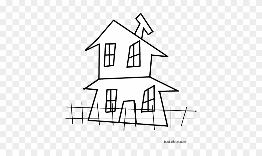 Black And White Haunted House Clipart Free - Black And White Haunted House Clipart Free #1580649