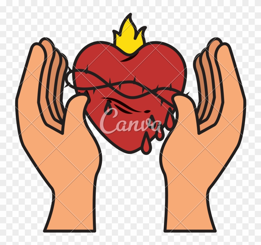 Hand Human With Sacred Heart Of Jesus - Hand Human With Sacred Heart Of Jesus #1580834