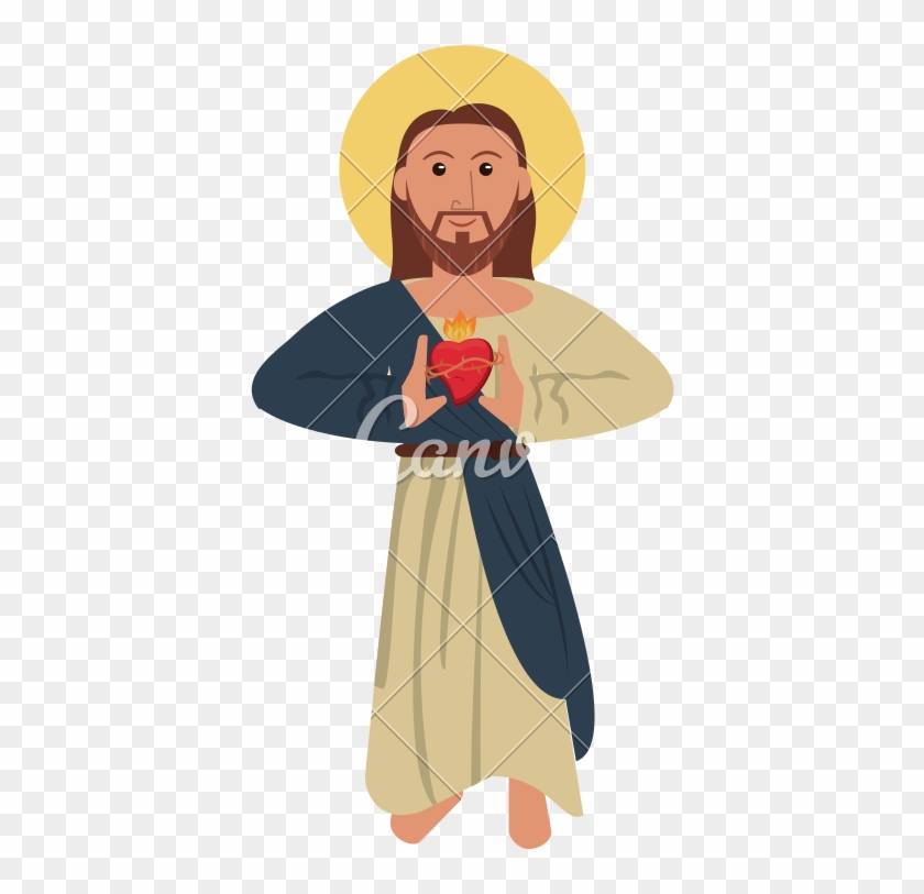 Jesus Christ With Sacred Heart Cartoon - Jesus Christ With Sacred Heart  Cartoon - Free Transparent PNG Clipart Images Download