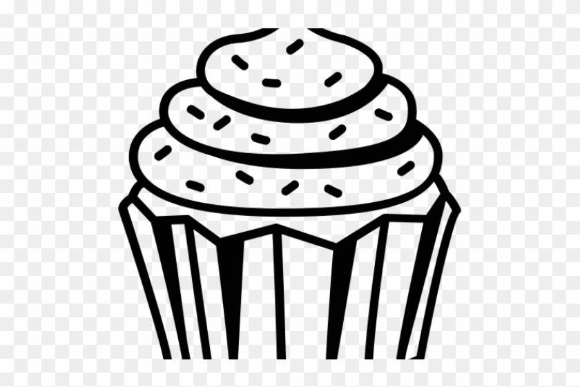 Drawn Cupcake Black And White - Drawn Cupcake Black And White #1581010
