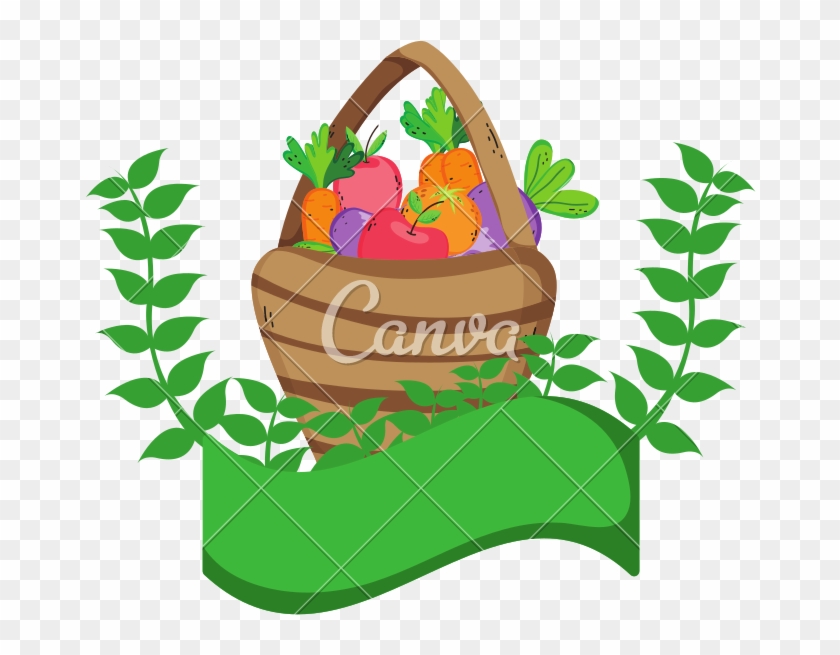 Fruits And Vegetables Inside Hamper And Plant Branches - Fruits And Vegetables Inside Hamper And Plant Branches #1581060