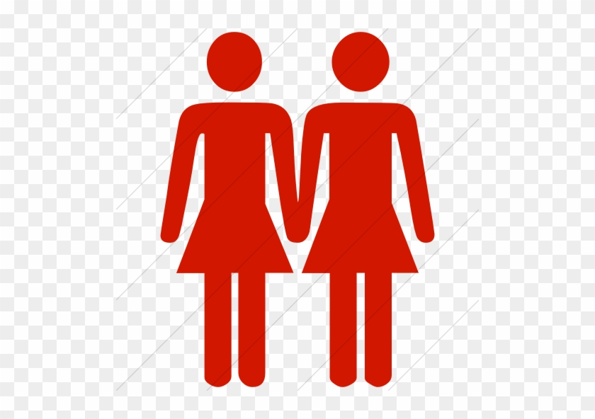 Classica Two Women Holding Hands Icon Simple Red - Classica Two Women Holding Hands Icon Simple Red #1581794