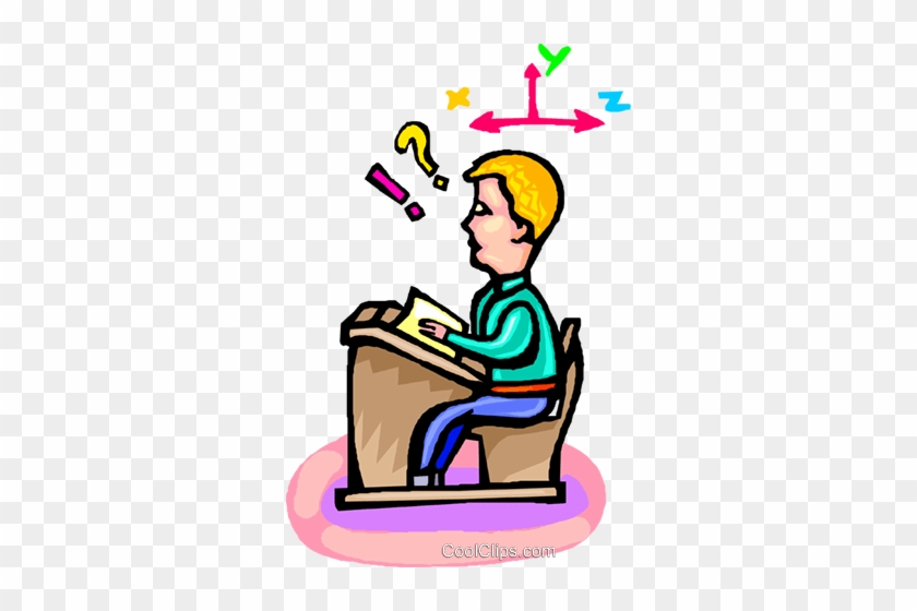 Student At His Desk Royalty Free Vector Clip Art Illustration - Student At His Desk Royalty Free Vector Clip Art Illustration #1584076
